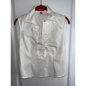 Anne Klein Size 4 White Button Down Tank Blouse